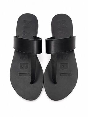 Manebí Leather Thong Sandals Black Women’s Size 37 Flat Slip-On Slides